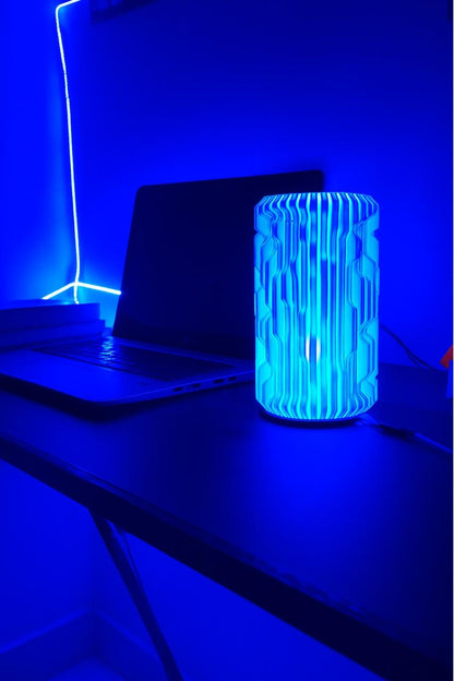 Sci Fi Table lamp in Blue light Geometric Pattern Table Lamp |
