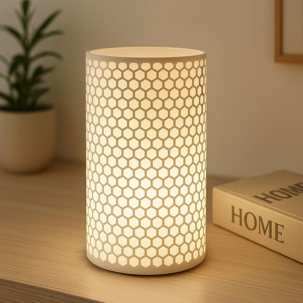 Honeycomb Pattern Table Lamp | Modern Ambient Night Light for Home Decor