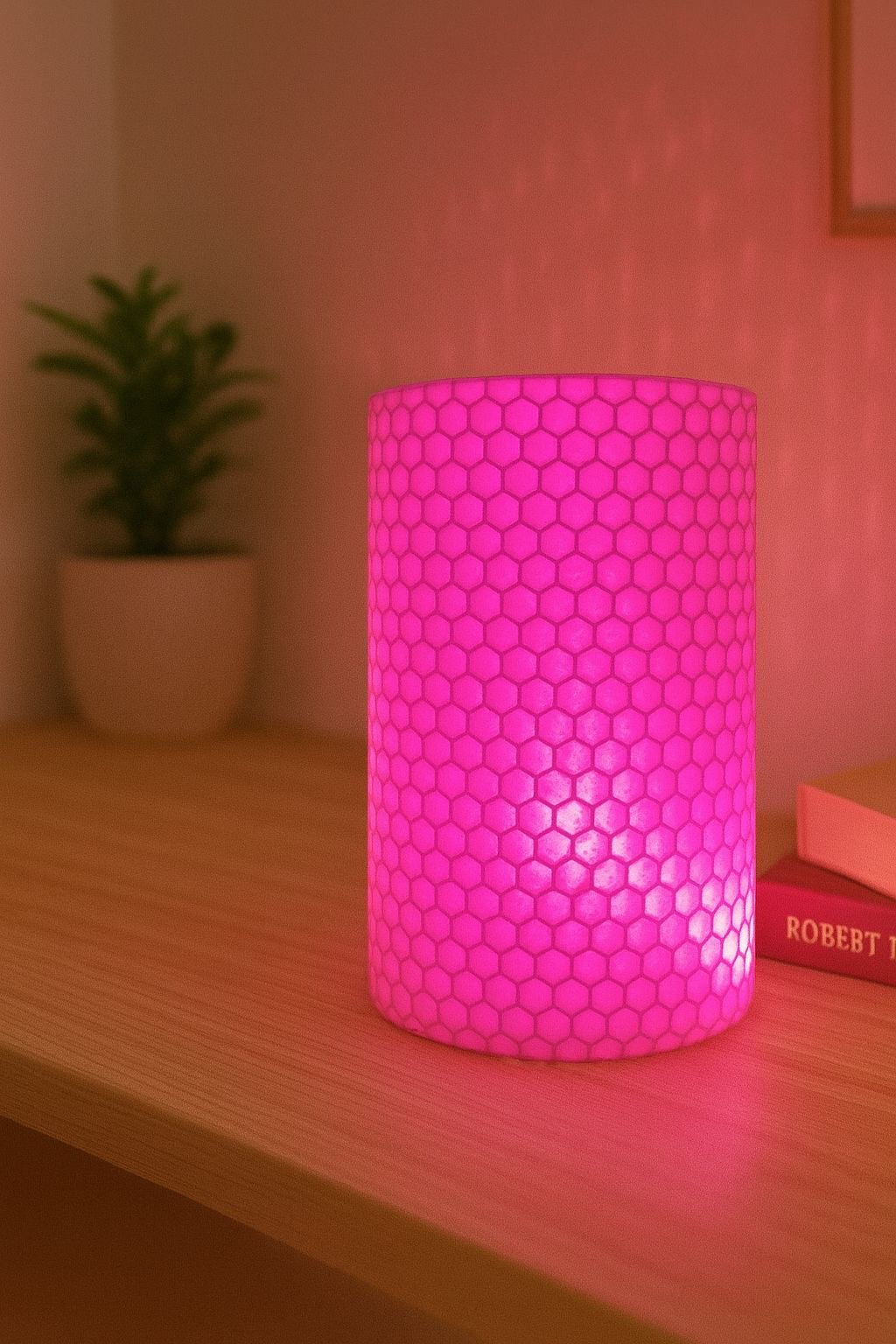 Pink Honeycomb Pattern Table Lamp