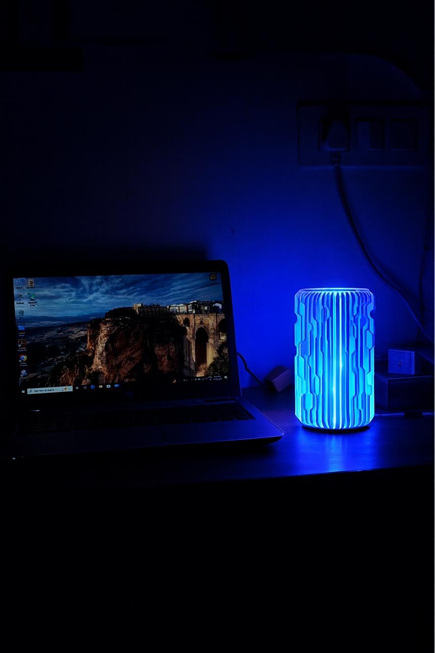 Sci Fi Table lamp in Blue light Geometric Pattern Table Lamp |