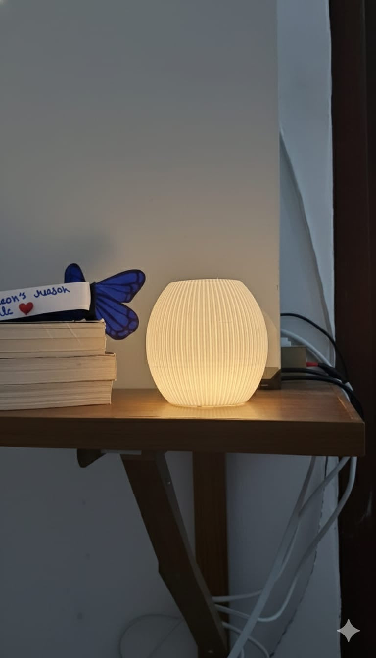 Soft Glow Ribbed Table Lamp | Modern Night Lamp for Bedroom, Desk & Home Décor