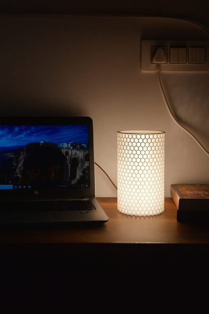Honeycomb Pattern Table Lamp | Modern Ambient Night Light for Home Decor